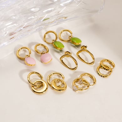 1 Pair Simple Series Elegant Solid Color Stainless Steel Women's Hoop Earrings h5 Picture3