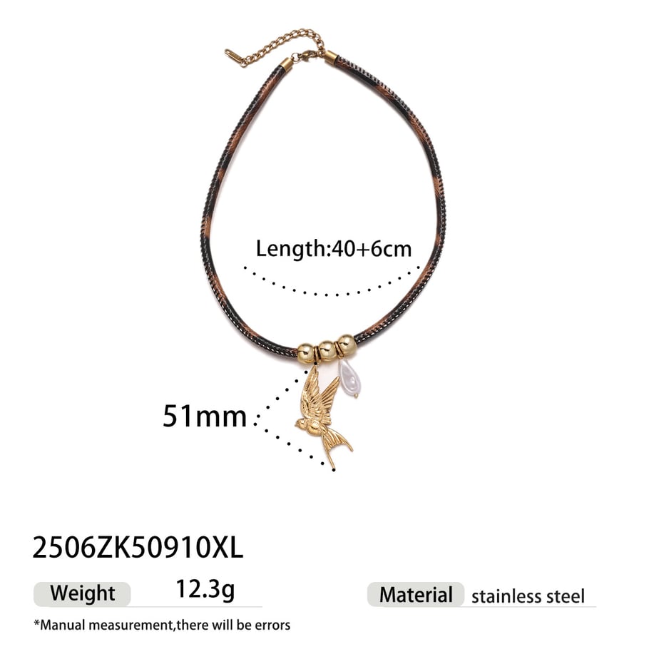 1 Piece Leopard Print Rope Stainless Steel  Pendant Necklace 