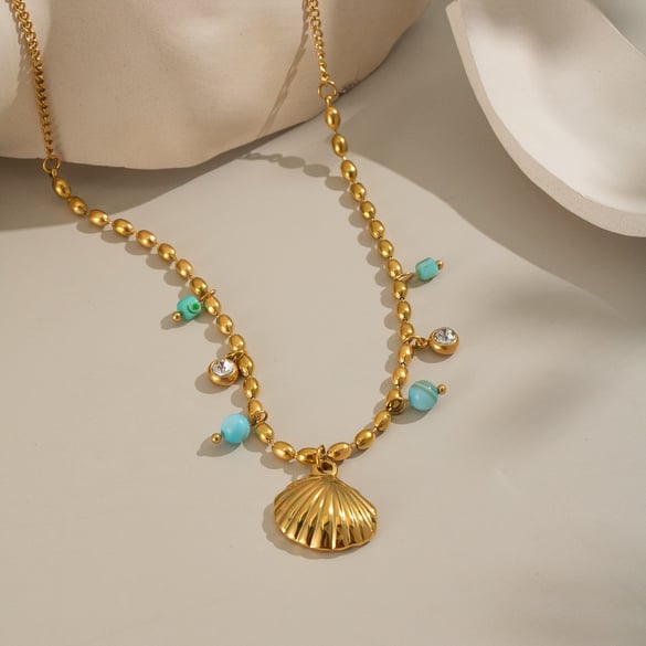 1 Piece Shell Stainless Steel Gold Color Pendant Necklace 2