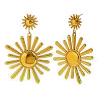 Sunflower Pendant Earrings-Gold 