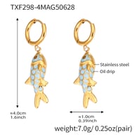 TXF298-4 Blue Fish Pendant Earrings Picture3