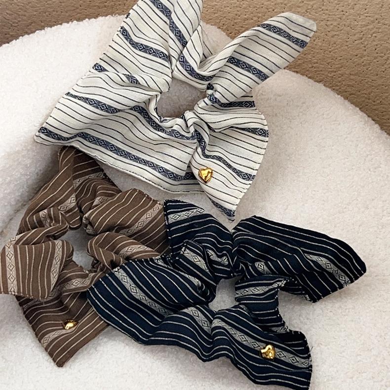 1 Piece Classic Strip Canvas Women's Scrunchies Picture3