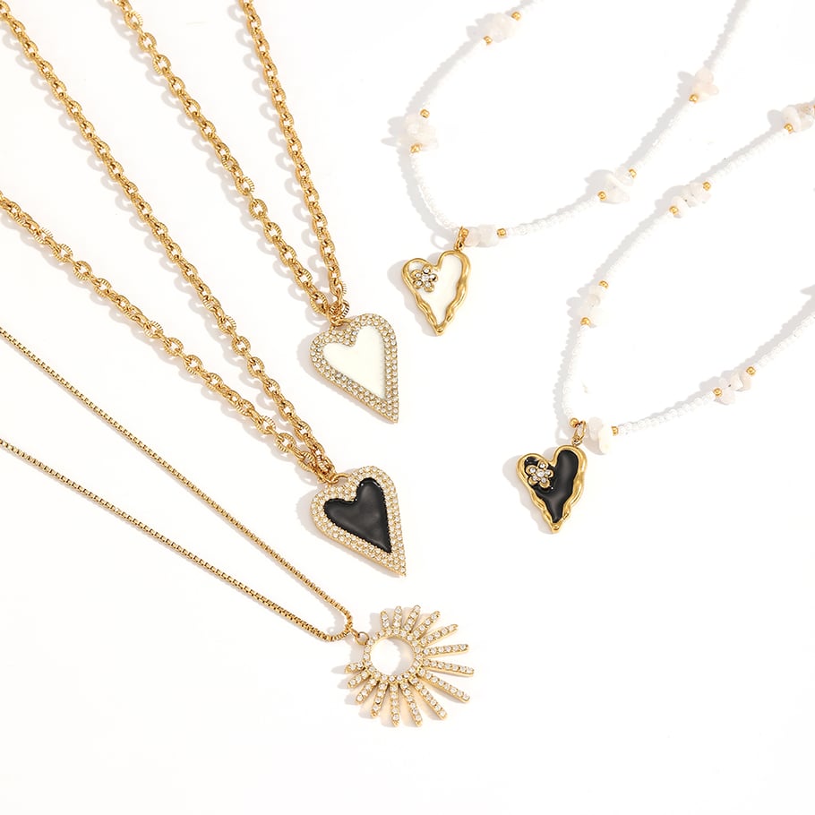 1 stuk Retro Hart Roestvrijstalen Goudkleurige Hanger Ketting Afbeelding3