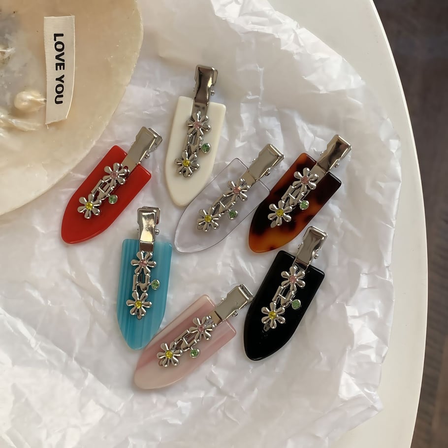 1 Pair Classic Series Sweet Flower Acetate Women's Hair Clips Picture4