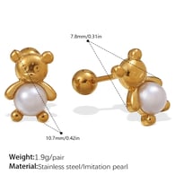 EH1160WEG White Pearl Gold Stud Earrings 