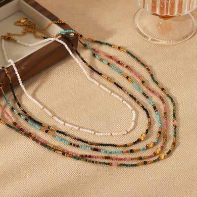 1 Paar Simple Series Daily Beads Edelstahl-Perlenketten für Damen h5 Bild7