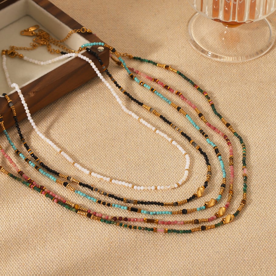 1 Paar Simple Series Daily Beads Edelstahl-Perlenketten für Damen Bild7