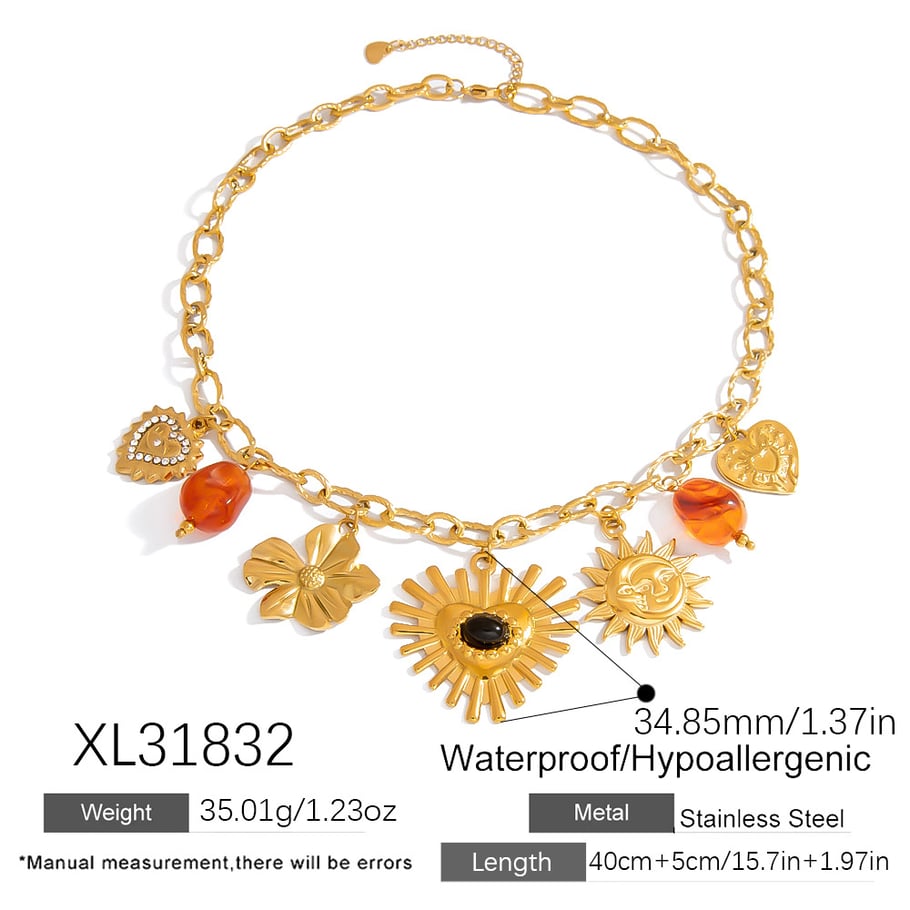 1 collar con colgante de corazón de acero inoxidable dorado para mujer Imagen2