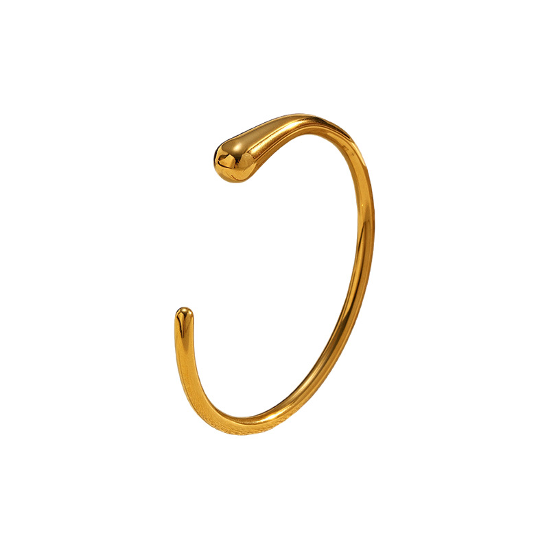 1 Stück einfaches kreisförmiges Manschettenarmband aus Edelstahl in Goldfarbe h5Bild5