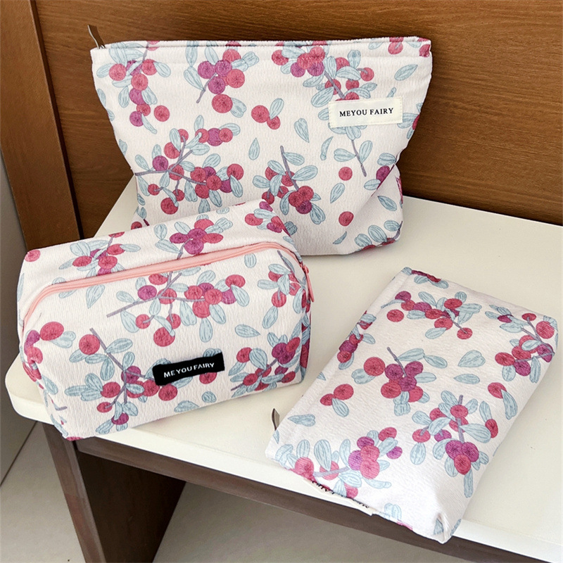 1 Adet Simple Series Tatlı Çiçek Polyester Kadın Makyaj Çantası Resim4