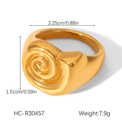 1 Stück Daily Lines Statement-Ringe aus Edelstahl in Goldfarbe h5 Bild2