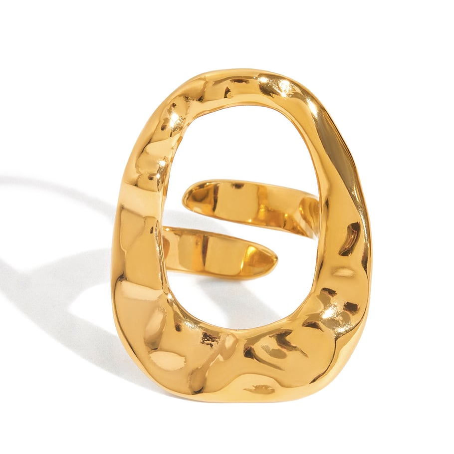 1 stuk onregelmatige ovale roestvrijstalen statement ringen in goudkleur 
