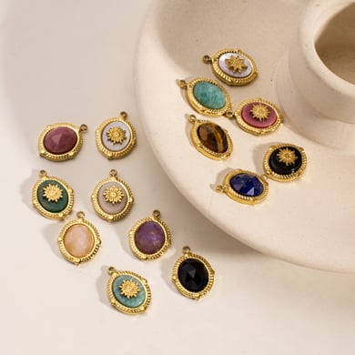 1 Piece DIY Retro Irregular Shape Natural Stone Women's Pendants h5 Picture4