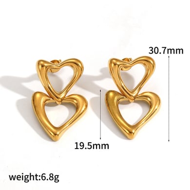 1 Pair Ins Style Heart Stainless Steel Drop Earrings h5 