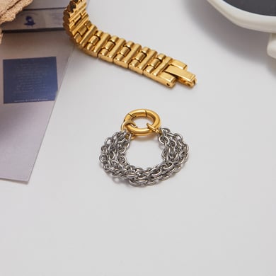 1 Piece Modern Texture Stainless Steel Gold Color Minimalist Rings h5 Picture6