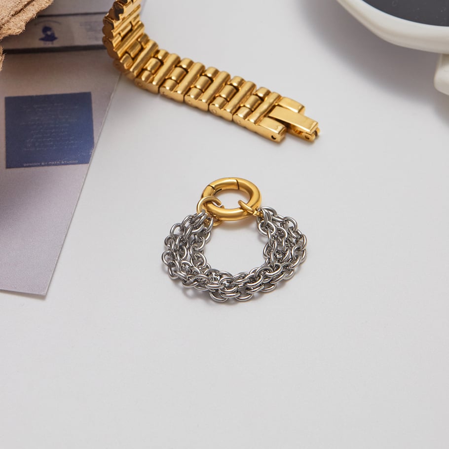 1 Piece Modern Texture Stainless Steel Gold Color Minimalist Rings Picture6