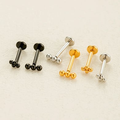 1 pieza de aretes de piercing de acero inoxidable dorados con forma de bola diaria para mujer h5 Imagen4