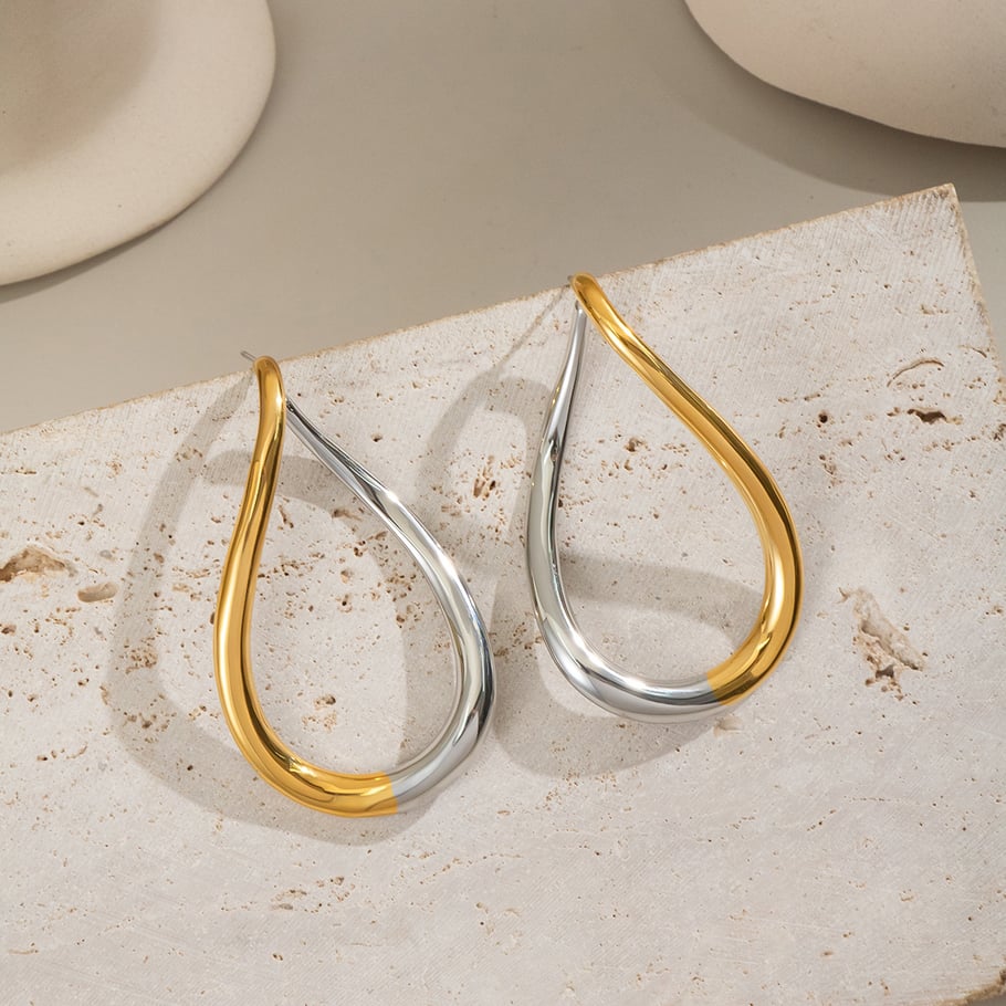 1 Pair Simple Stainless Steel Mixed Color Drop Earrings h5Picture2