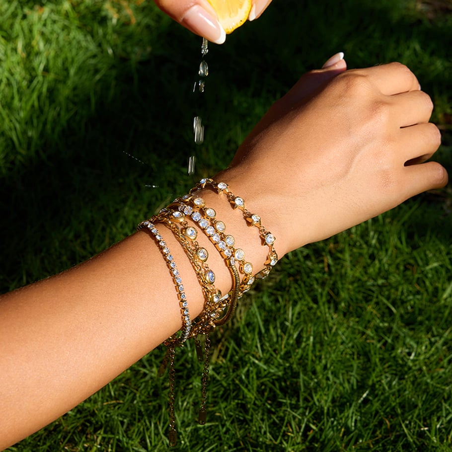 Bracelet chaîne luxueux en acier inoxydable doré pour femme, motif étoile, 1 pièce Image2