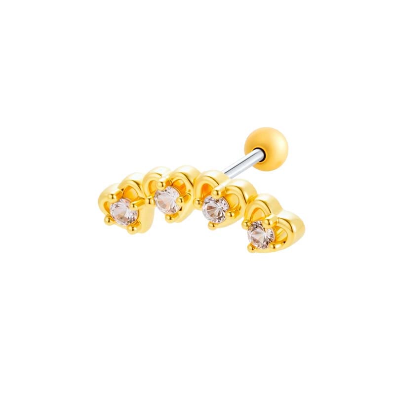 1 pieza de delicados pendientes de perforación de palma de cobre, color dorado y circonita para mujer Imagen6