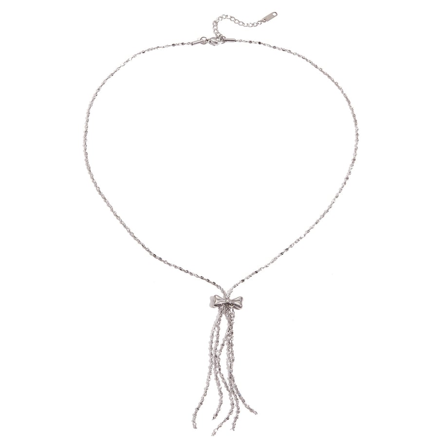 1 collar colgante de acero inoxidable con nudo de lazo para mujer 