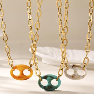 1 Piece Chic Irregular Shape Stainless Steel Gold Color Women's Pendant Necklaces h5 Picture6