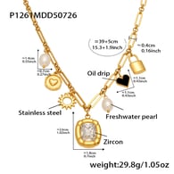 P1261-Collana con ciondolo a cubo in zircone 39+5cm Immagine2