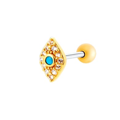 1 Piece Heart Copper Gold Color Zircon Piercing Earring h5 