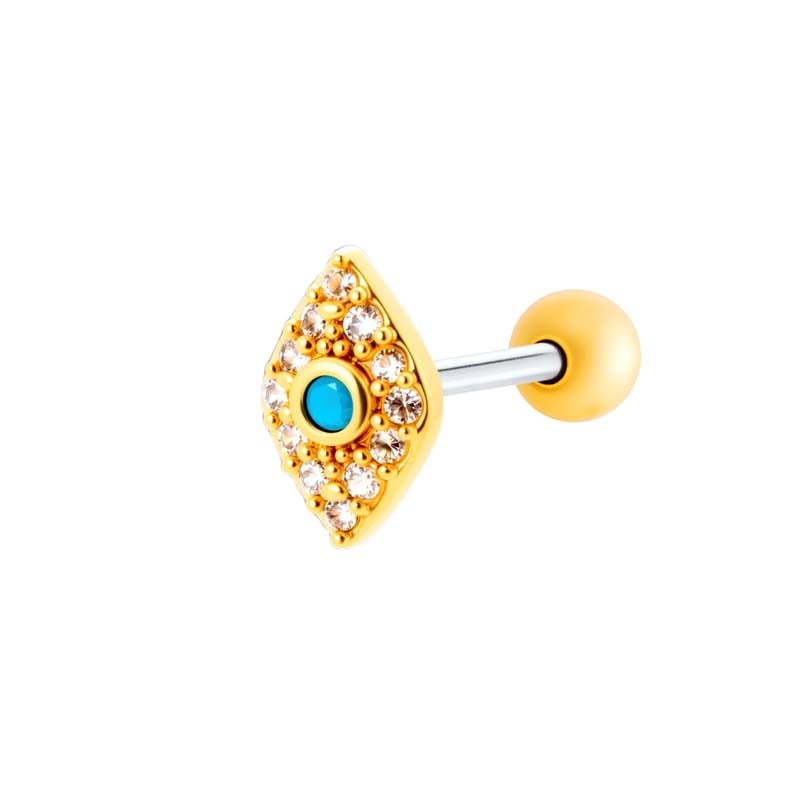 1 Piece Heart Copper Gold Color Zircon Piercing Earring 