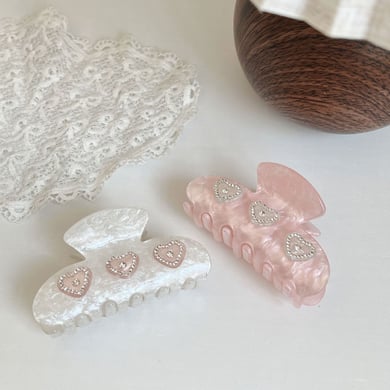 1 paar Simple Series schattige hartvormige acetaat haarklemmen voor dames h5 Afbeelding4