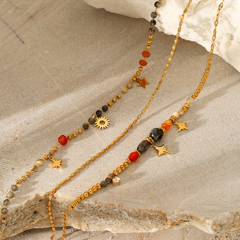 1 Piece Natural Stone Beaded Necklace Picture4