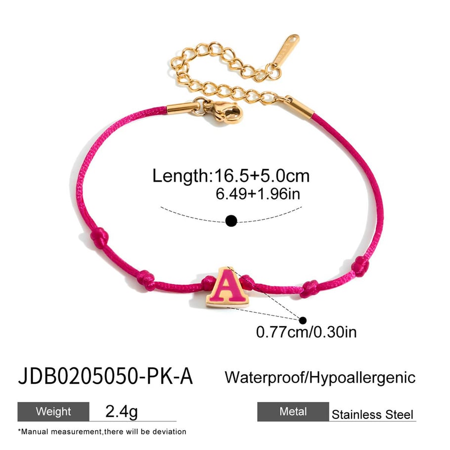 Bracelet à breloques pour femme en acier inoxydable couleur or avec lettre quotidienne, 1 pièce Image2