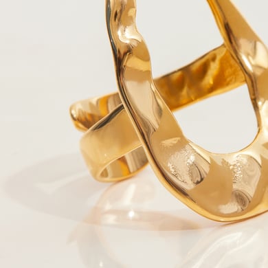 1 stuk onregelmatige ovale roestvrijstalen statement ringen in goudkleur h5 Afbeelding8