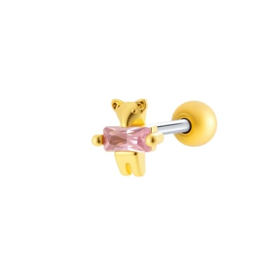 1 Piece Bow Copper Gold Color Zircon Piercing Earring h5 