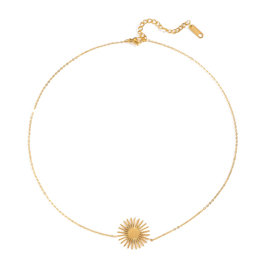 1 pezzo semplice casual sole collana pendente in acciaio inossidabile color oro da donna Immagine6