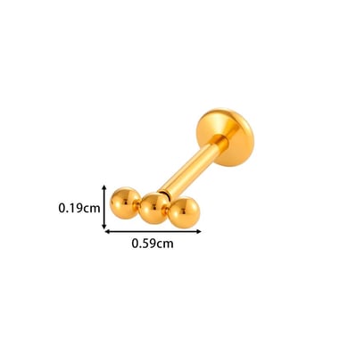 1 pieza de aretes de piercing de acero inoxidable dorados con forma de bola diaria para mujer h5 Imagen2