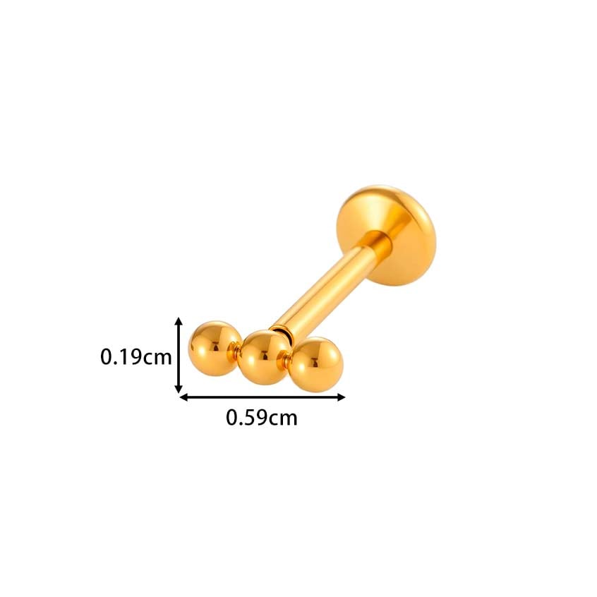 1 pieza de aretes de piercing de acero inoxidable dorados con forma de bola diaria para mujer Imagen2