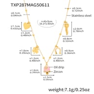 TXP287-Golden pink bell enamel necklace 41+5cm Picture15