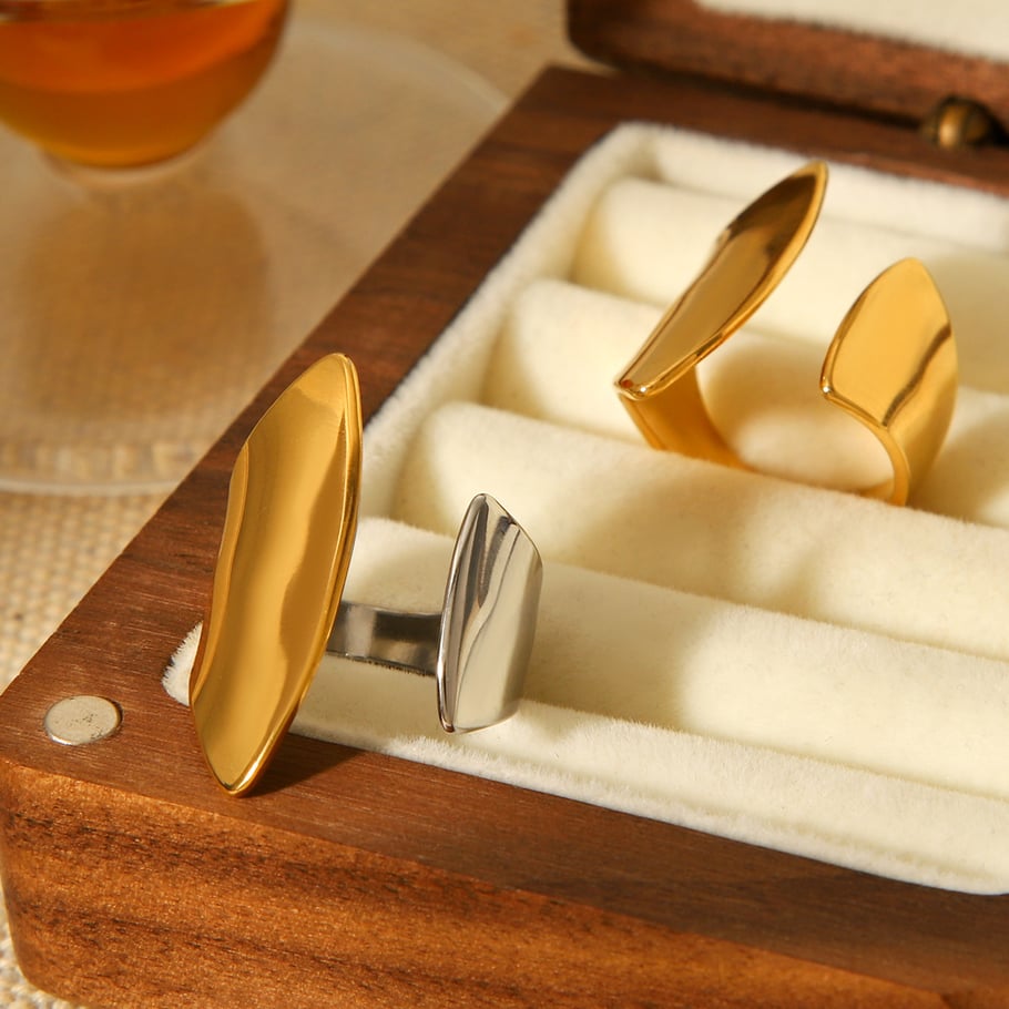 Simple Series Daily Shell Edelstahl Goldfarben Statement Ringe Bild8
