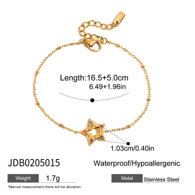 1 pulsera con dije de estrella encantadora de acero inoxidable color dorado para mujer h5 