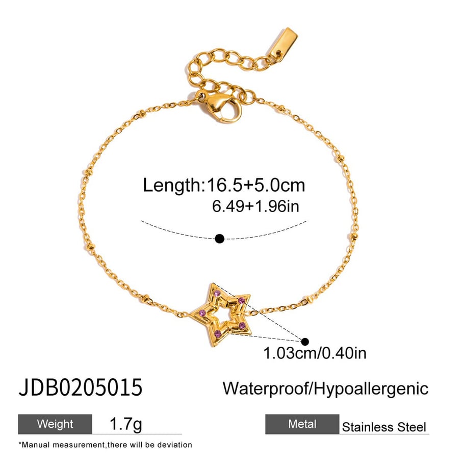 1 pulsera con dije de estrella encantadora de acero inoxidable color dorado para mujer 