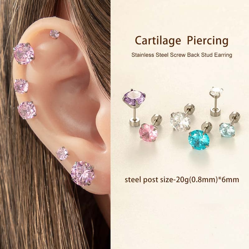 1 Piece Stainless Steel Zircon Piercing Earring h5Picture4