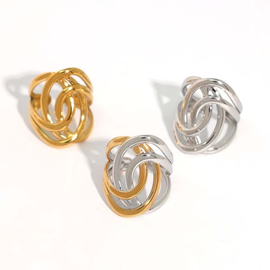 1 pezzo semplice casual forma irregolare anelli in acciaio inossidabile color oro h5 Immagine7