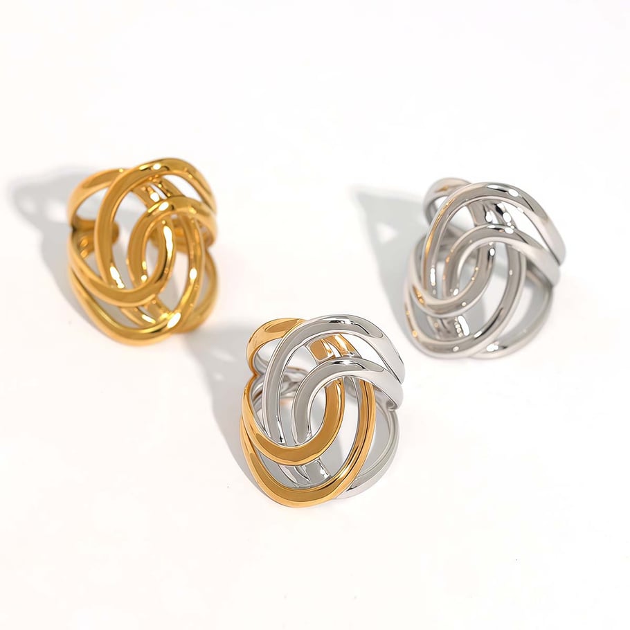 1 pezzo semplice casual forma irregolare anelli in acciaio inossidabile color oro Immagine7
