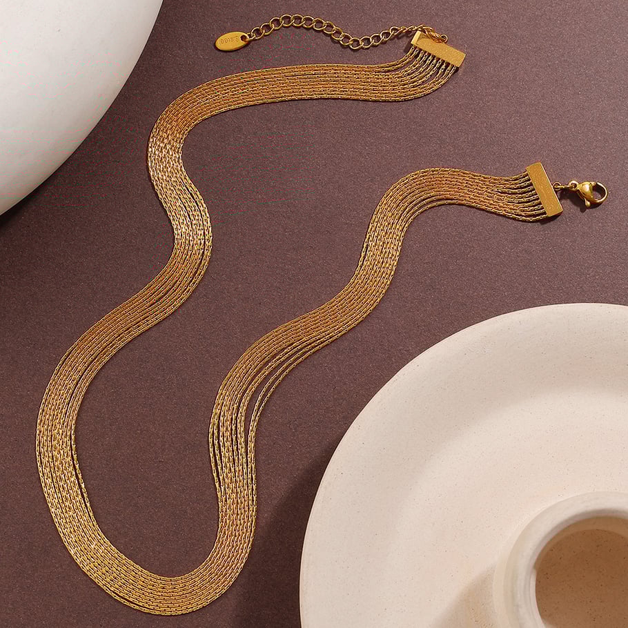 Chain Stainless Steel Gold Color Necklace Set Picture3