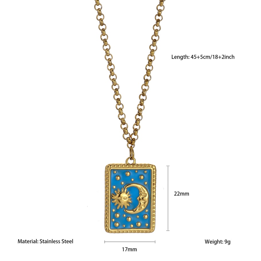 1 Piece Classic Tarot Stainless Steel Gold Color Women's Pendant Necklaces 