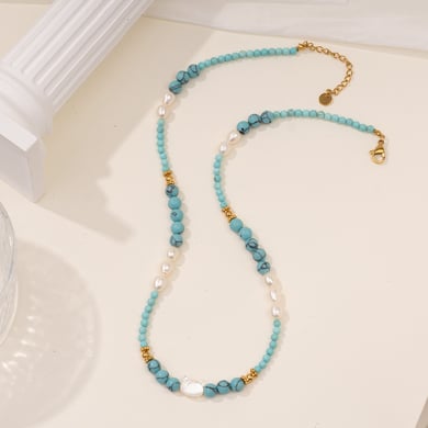 1 Piece Romantic Series Flower Natural Stones Women's Beaded Necklaces h5 Picture8