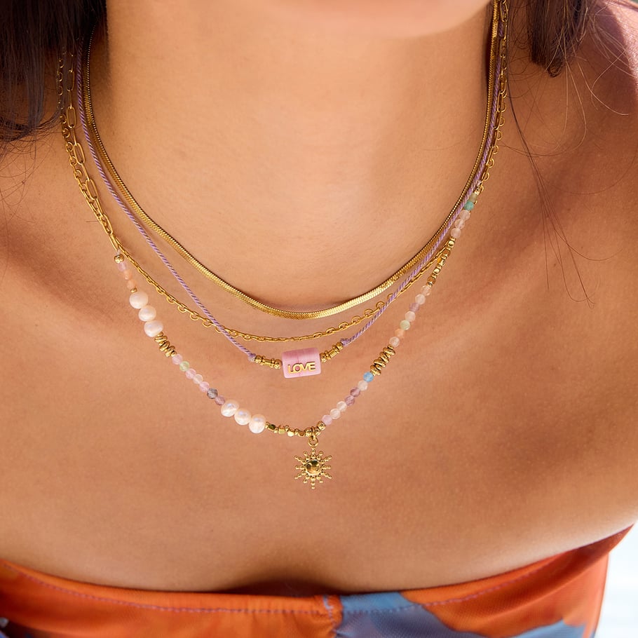 1 Piece Polychrome Beads Sun Stainless Steel Gold Color Women's Pendant Necklaces Picture3