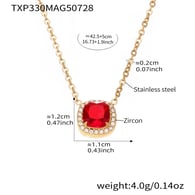 TXP330-Collana con zirconi rossi dorati 40+5 cm Immagine2