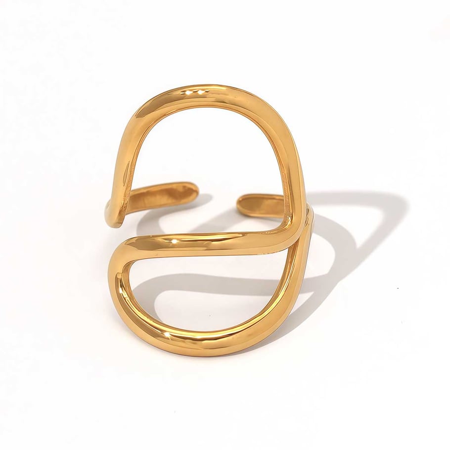 Anillos llamativos de acero inoxidable dorados con forma irregular informal de 1 pieza 